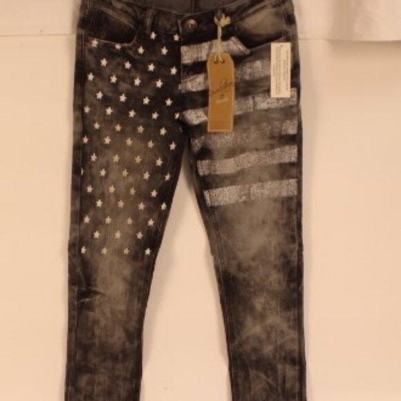 Vintage Revolution Grey/Black Flag Stretch Jeans - Picture 1 of 11